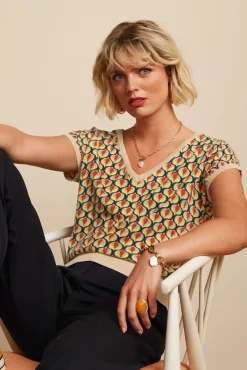 Sale Deep V Top Indy In Creme Vrouwen Truitjes