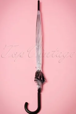 Online Dentelle Flower Transparante Koepelparaplu In Zwart Vrouwen Paraplu's