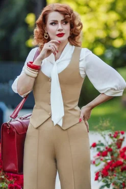 Hot Dianne Gilet In Beige Vrouwen Jassen