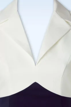 Dianne Swing Jurk In Wit En Marineblauw Vrouwen Swing Jurken