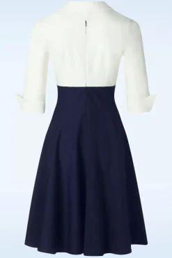 Dianne Swing Jurk In Wit En Marineblauw Vrouwen Swing Jurken