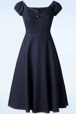 Outlet Dolores Denim Doll Jurk In Blauw Vrouwen Effen Jurken