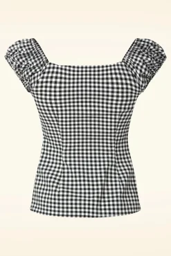 Clearance Dolores Gingham Top In Zwart En Wit Vrouwen Tops