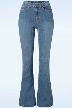Best Dora Flared Broek In Lichtblauwe Denim Wassing Vrouwen Broeken