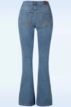 Best Dora Flared Broek In Lichtblauwe Denim Wassing Vrouwen Broeken