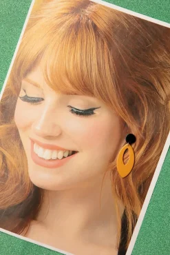 New Ellips Hanger Oorbellen In Mosterd Vrouwen Sieraden