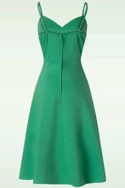 New Embroidery Sunflower Flare Jurk In Groen Vrouwen Plus Size Jurken