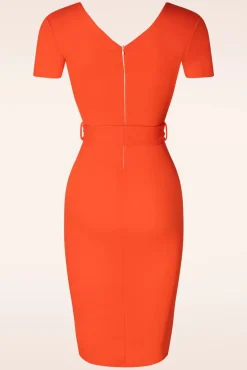 Clearance Evie Pencil Jurk In Oranje Vrouwen Plus Size Jurken