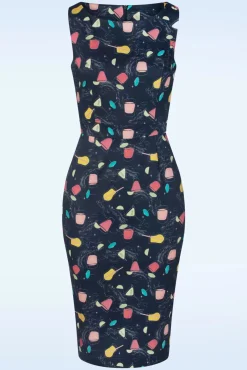 Discount Exclusief Bij Topvintage ~ Adriana Cocktails Mouwloze Penciljurk In Donkerblauw Vrouwen Plus Size Jurken