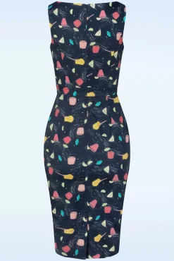 Discount Exclusief Bij Topvintage ~ Adriana Cocktails Mouwloze Penciljurk In Donkerblauw Vrouwen Plus Size Jurken