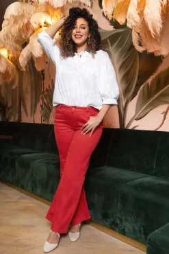 Hot Fae Flared Jeans In Rood Vrouwen Broeken