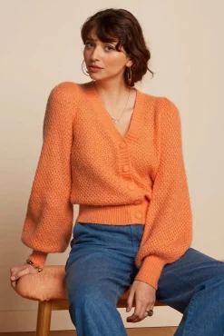 Online Farfalle V Cardi In Mock Oranje Vrouwen Vestjes