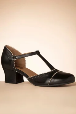 Hot Fernie T-Strap Pumps In Zwart En Creme Vrouwen Pumps