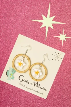 Best Floral Bamboe Oorringen In Wit Vrouwen Sieraden