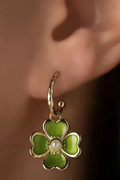 New Flower Love Oorbellen In Goud En Groen Vrouwen Sieraden