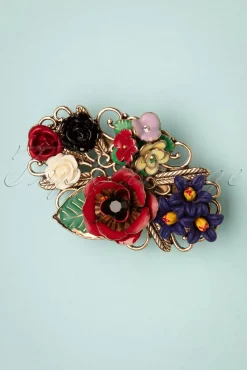 Discount Freda Flower Cluster Haarclip En Broche In Goud En Multi Vrouwen Haaraccessoires
