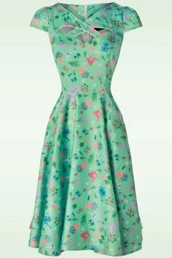 Best Garden Criss Cross Flare Jurk In Groen Vrouwen Swing Jurken
