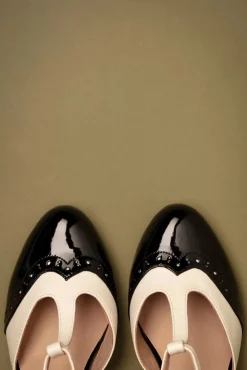 Best Gatsby T-Strap Pumps In Zwart En Wit Vrouwen Pumps