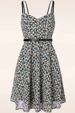 Hot Geborduurde Bloemen Swingjurk In Zwart Vrouwen Plus Size Jurken