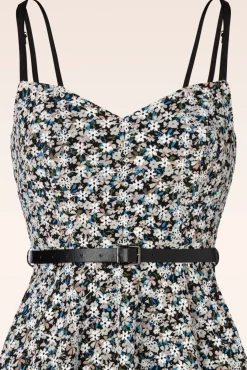 Hot Geborduurde Bloemen Swingjurk In Zwart Vrouwen Plus Size Jurken