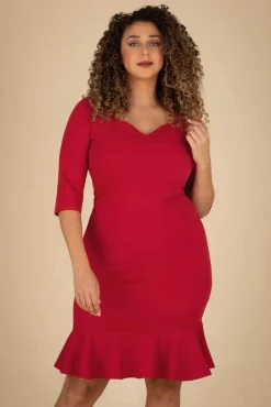 Online Gemma Pencil Jurk In Rood Vrouwen Plus Size Jurken