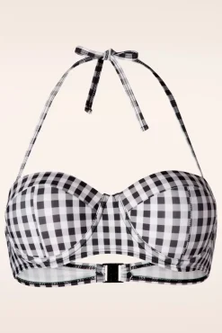 Online Gigi Gingham Bikinitop In Zwart En Wit Vrouwen Bikini's