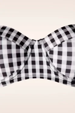 Online Gigi Gingham Bikinitop In Zwart En Wit Vrouwen Bikini's