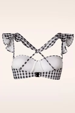 Online Gigi Gingham Bikinitop In Zwart En Wit Vrouwen Bikini's