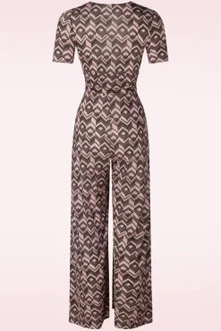 Sale Gina Geo Print Jumpsuit In Bruin Vrouwen Playsuits & Jumpsuits