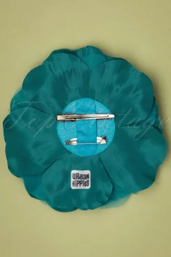 Sale Grote Bloemcorsage In Turkoois Vrouwen Haaraccessoires