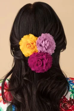 New Haarbloemenset In Cool Blush, Framboos En Solar Vrouwen Haaraccessoires