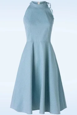 Outlet Hattie Halter Spot Swing Jurk In Luchtblauw Vrouwen Plus Size Jurken