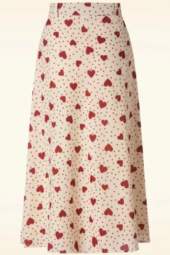 Outlet Heart Polka Dot Midi Rok In Creme Vrouwen Rokken