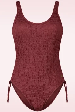 Clearance High Leg Badpak In Donkerrood Vrouwen Badpakken