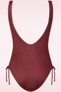 Clearance High Leg Badpak In Donkerrood Vrouwen Badpakken