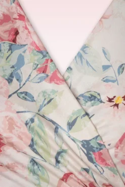 New Irene Flower Overslagswingjurk In Zijdeachtig Creme Vrouwen Swing Jurken