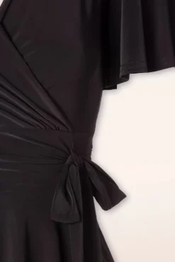 Sale Irene Overslag Swingjurk In Zwart Vrouwen Plus Size Jurken