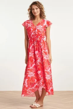 Sale Isla Flower Maxi Jurk In Roze En Rood Vrouwen Plus Size Jurken