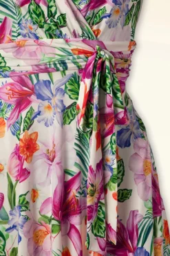 Online Jane Tropische Bloemen Swingjurk In Wit Vrouwen Plus Size Jurken
