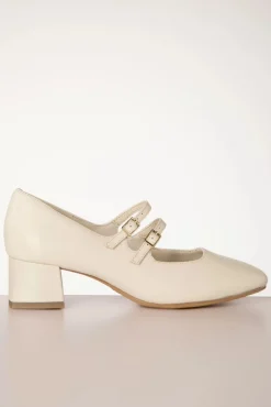 Clearance Janey Pumps Van Leder In Creme Vrouwen Pumps