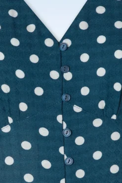 New Jeanette Polka Dot Jurk In Marineblauw Vrouwen Midi Jurken