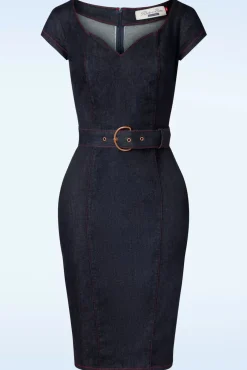 Jenna Pencil Jurk In Donker Denim Vrouwen Plus Size Jurken