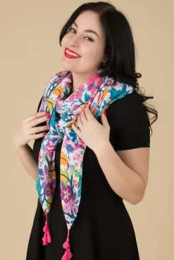 Hot Jenny Floral Sjaal In Wit En Multi Vrouwen Sjaals