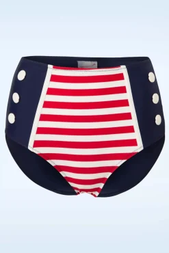 Online Joelle Stripes Bikinibroekje In Marineblauw En Rood Vrouwen Bikini's