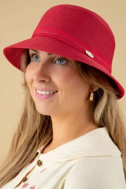 Online Julia Straw Cloche Hoed In Rood Vrouwen Hoeden & Fascinators