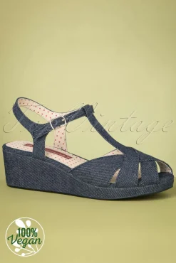 Best Kira Sandalen Met Sleehak In Denimblauw Vrouwen Sandalen