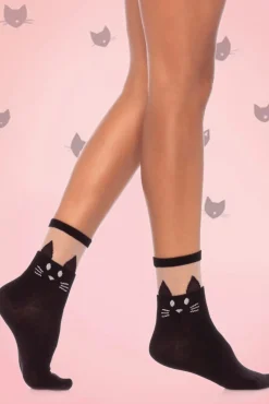 Sale Kitty Cat Sokken In Zwart Vrouwen Kousjes & Sokken