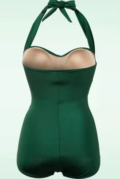 Best Klassiek Jaren Vijftig Eendelig Badpak In Groen Vrouwen Badpakken