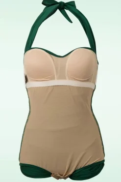 Best Klassiek Jaren Vijftig Eendelig Badpak In Groen Vrouwen Badpakken