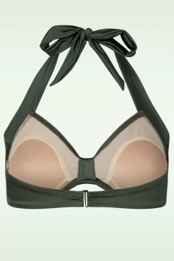 Hot Klassieke Bikinitop In Donker Olijfgroen Vrouwen Bikini's